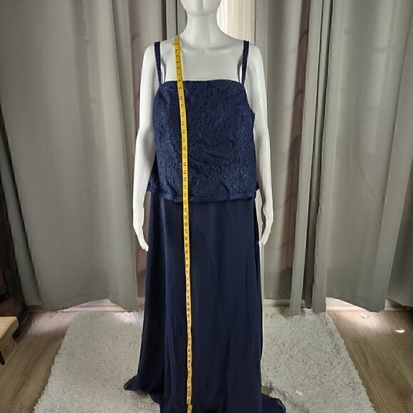 AW Bridal Navy Mother Of The Bride Chiffon, Lace A-Line Maxi Dress Size 24 (NWT) - Picture 6 of 11